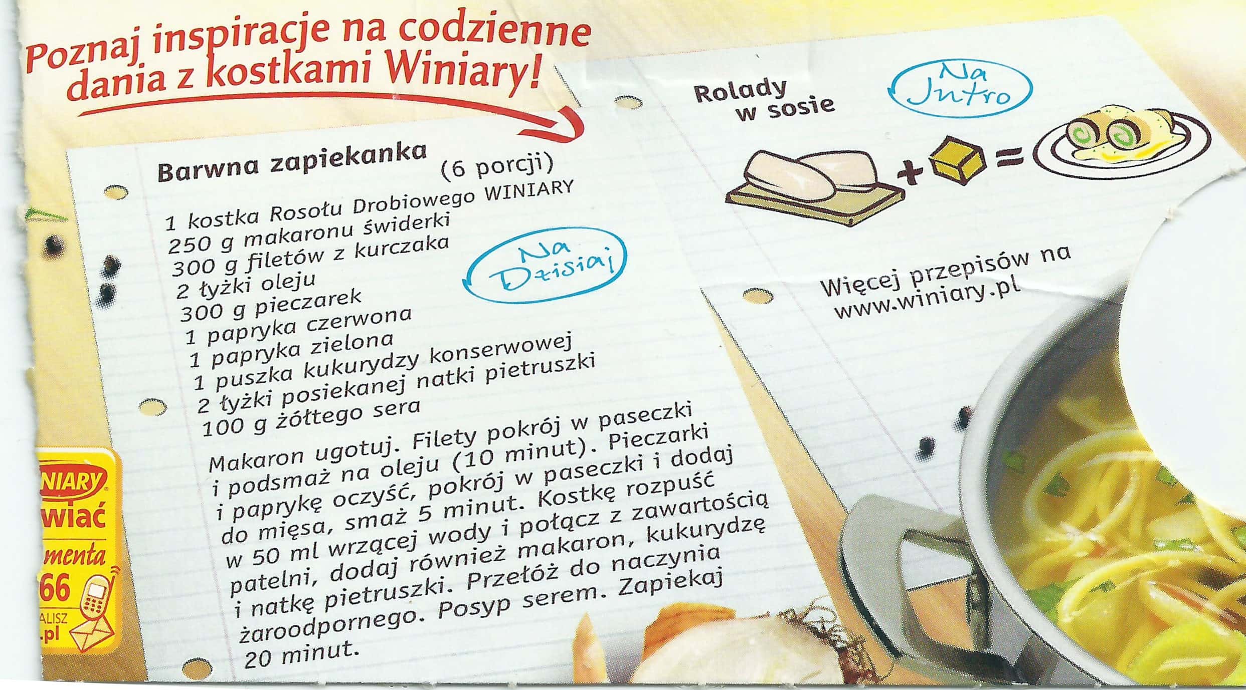 zeskanowany dokument, odręcznie pisany przepis kulinarny