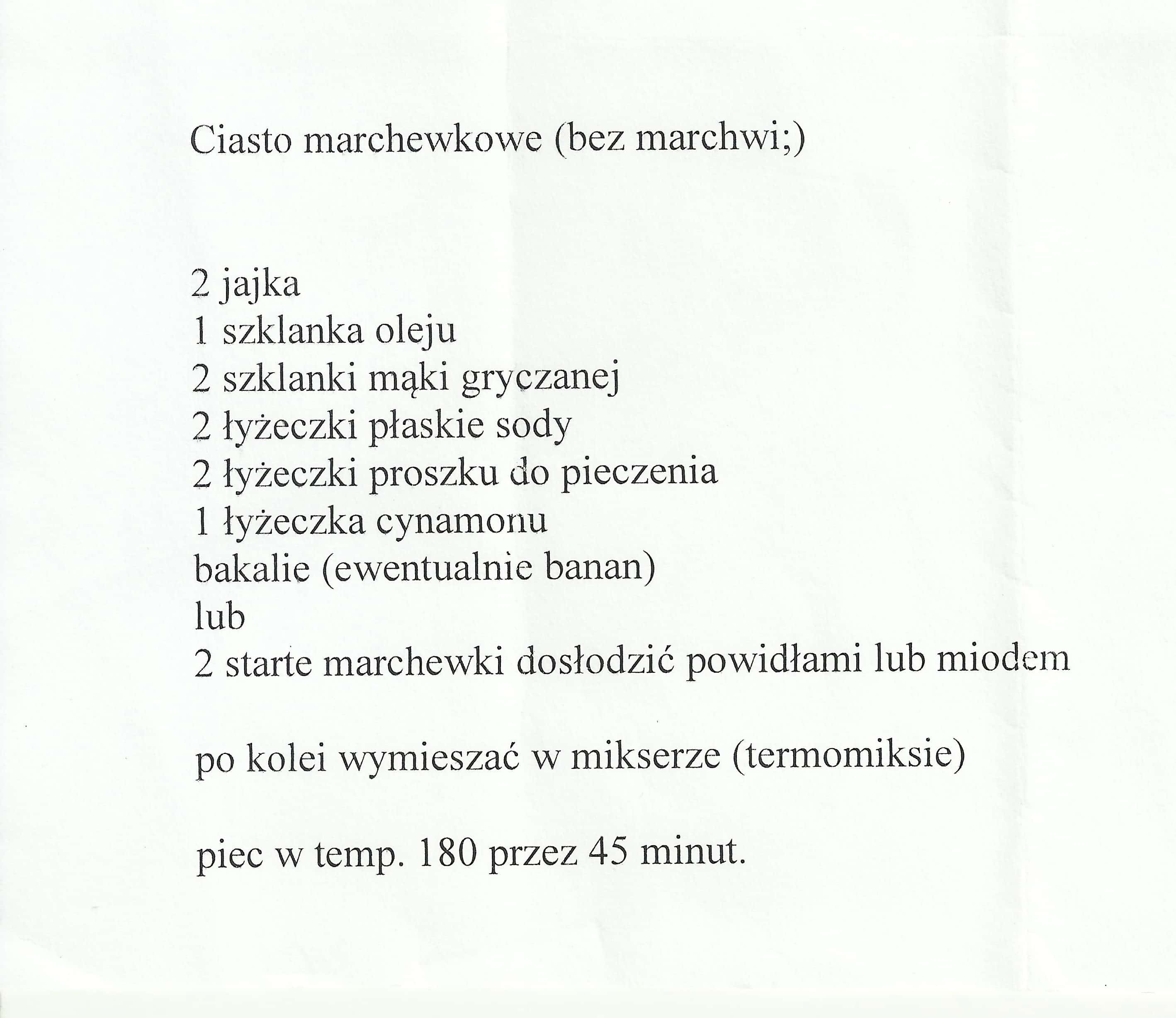 zeskanowany dokument, odręcznie pisany przepis kulinarny